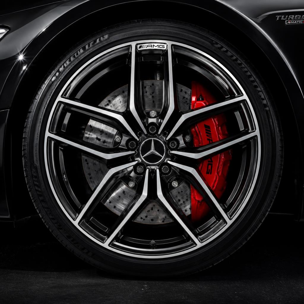 Mercedes-AMG CLE 53 forged wheel with red AMG caliper after wheel refinishing