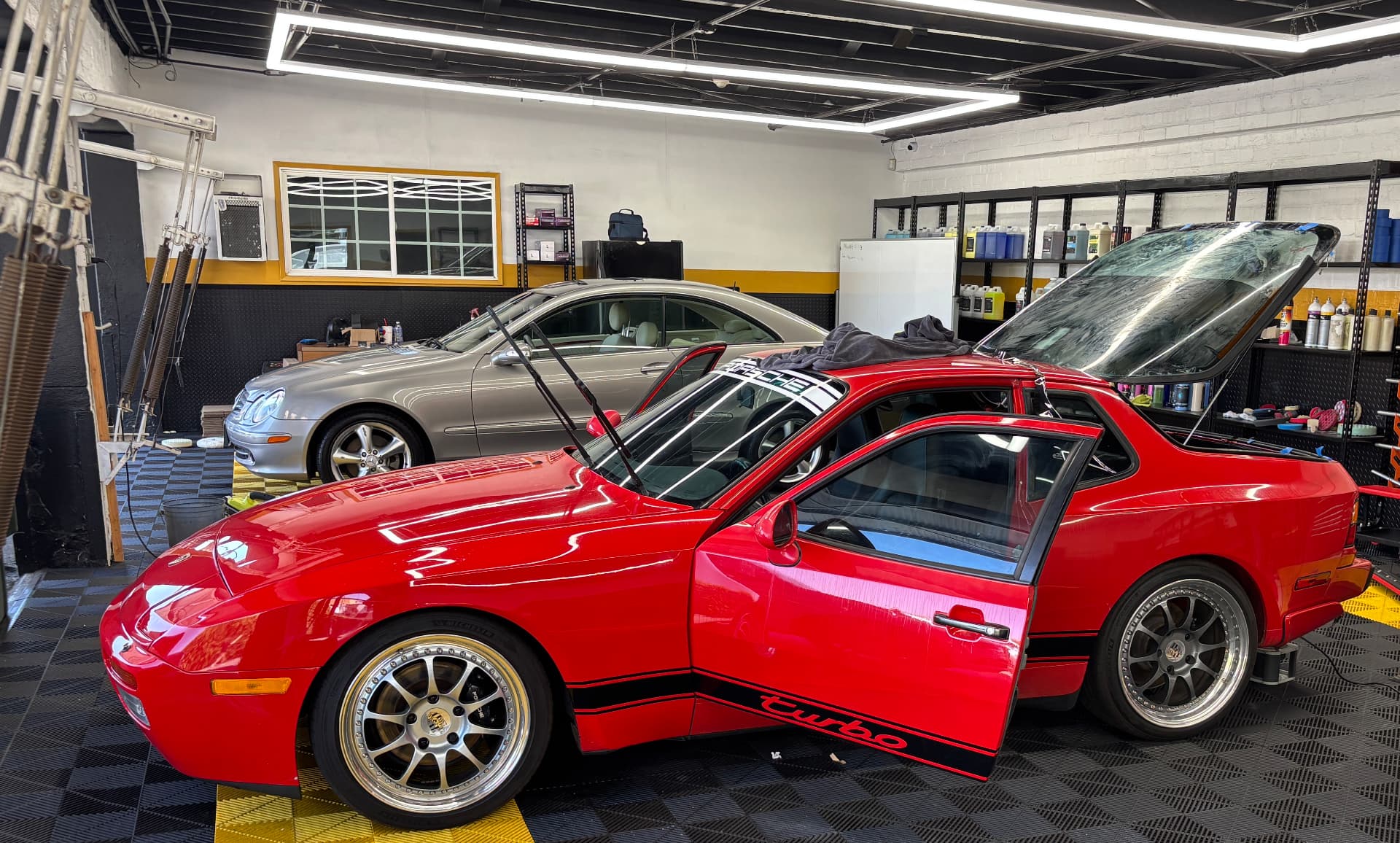 Porsche 944 Turbo ceramic window tint installation at Flex Auto Care Studio — premium automotive window tint in Pasadena