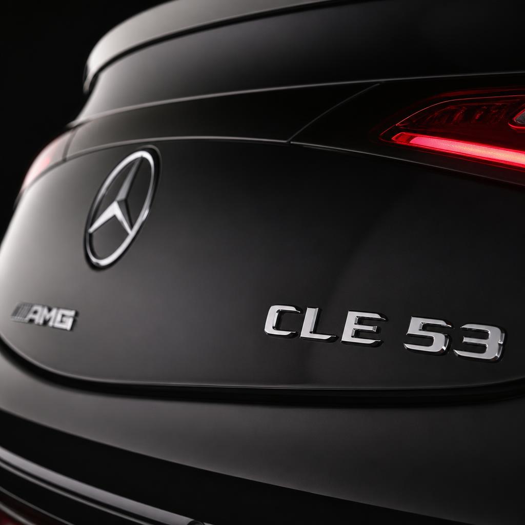 AMG Affalterbach handcrafted engine badge close-up on Mercedes-AMG CLE 53